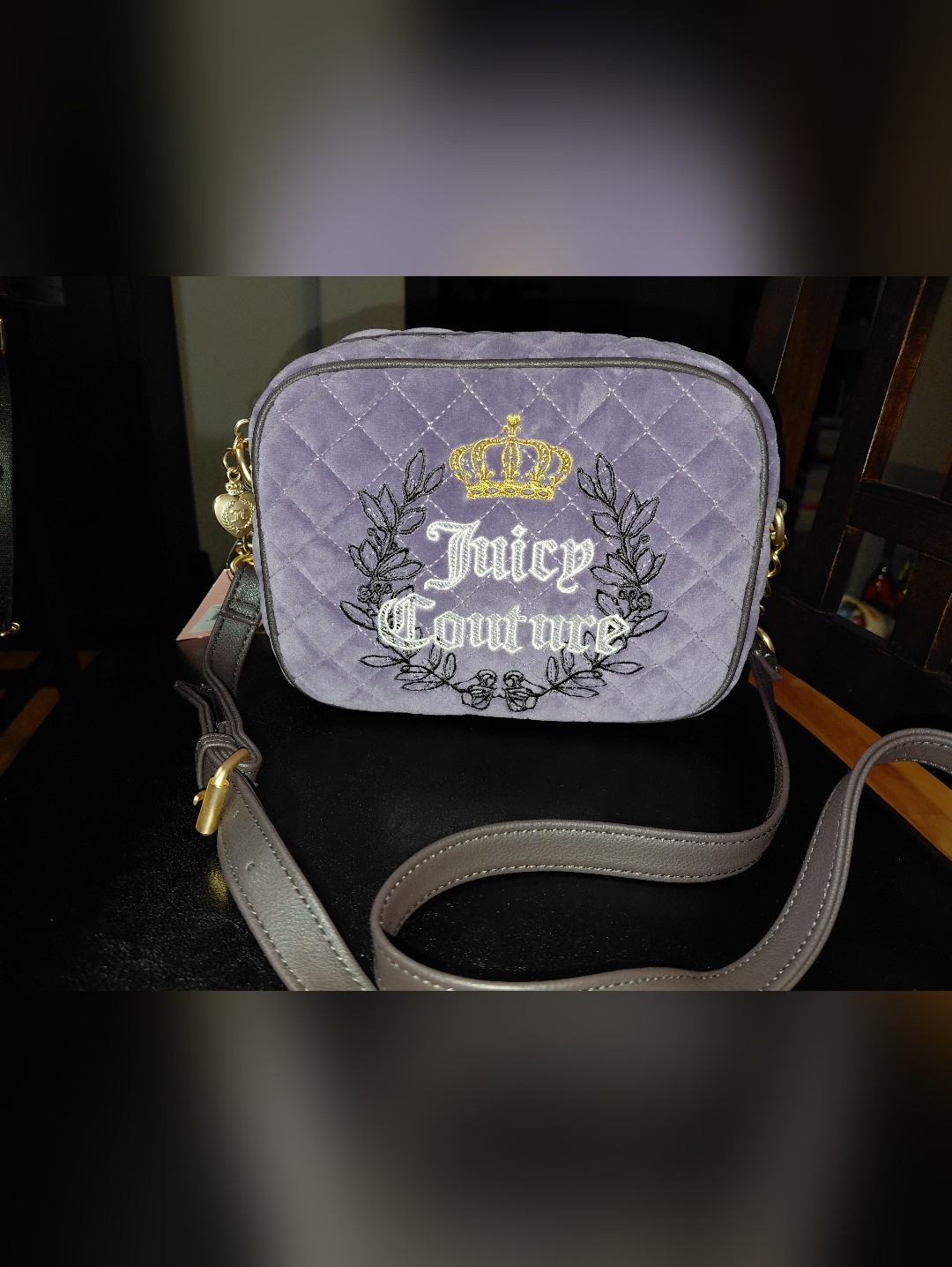 Juicy Couture Royal Couture Crossbody Bag Dusty Violet Purple & Chocolate Brown